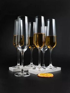 Бокалы для вина и коктейлей Фужеры для шампанского стекло на ножке Подарочный винный новогодний набор 6 штук
