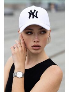 Кепка женская летняя белая стильная бейсболка головной убор с принтом New York