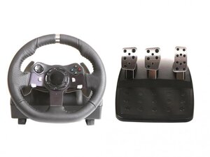Игровой руль с 3 педалями сцеплением для игр приставок ПК компьютера ноутбука Xbox 900 градусов Logitech G920