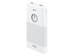 Внешний аккумулятор Perfeo Powerbank 10000mAh белый PF B4297 Пауэрбанк для зарядки телефона