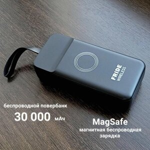 Повербанк для iphone samsung пауэрбанк беспроводной зарядки телефона power bank 30000 mAh magsafe магнитный