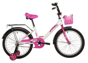 Велосипед детский для девочки 7 лет 20 дюймов с приставными колесами FOXX 204SIMPLE. WT21 Белый