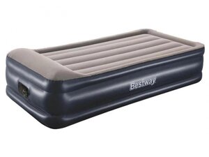 Односпальная надувная кровать матрас с насосом для сна BestWay 67628 одноместная со встроенным электронасосом