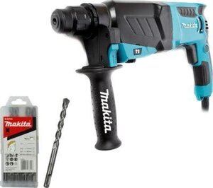 Перфоратор Makita HR2630 + набор буров B-54704 [kit024] с патроном SDS-plus