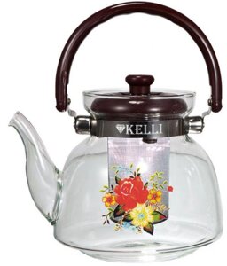 Заварочный стеклянный чайник с ситом фильтром ситечком для чая KELLI KL-3003 заварочник заварник стекло