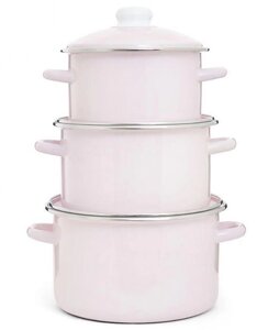 ЭСТЕТ Набор посуды ЭТ-75235 "Розовый" цилиндрический 2.0+3.0+4.0л 6 пр