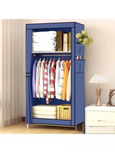 Тканевый каркасный шкаф разборный для одежды VS31 синий складной органайзер из ткани