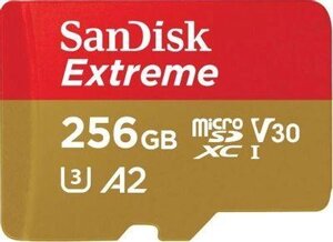 Карта памяти microSDXC UHS-III Sandisk Extreme 256 ГБ, 190 МБ/с, Class 10, SDSQXAV-256G-GN6MN, 1 шт., без адаптера