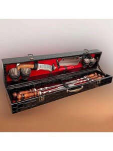 Шашлычный набор шампуров с деревянной ручкой подарочный VS22 мужской для шашлыка мангала пикника