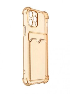 Чехол LuxCase для APPLE iPhone 11 Pro TPU с картхолдером на телефон прозрачный золотистый 63569