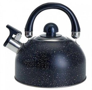 Чайник со свистком для газовой и индукционной плиты 2 литра нержавеющая сталь WEBBER BE-0539 черный
