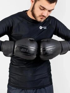 Боксерские перчатки для тайского бокса кикбоксинга единоборств взрослые и детские снарядные кожаные черные