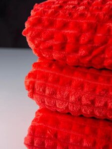 Красное покрывало на кровать 200х220 евро велсофт флисовое двусторонее Плед из флиса кубик гипоаллергенный