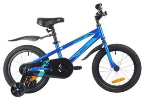 Велосипед детский для мальчика 16 дюймов 5 лет с приставными колесами NOVATRACK синий