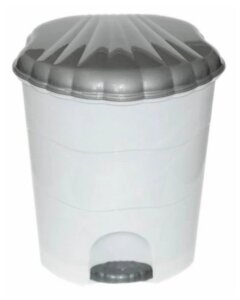 Мусорное пластиковое ведро урна для мусора туалета кухни с педалью крышкой VIOLET 150701 педальное серое