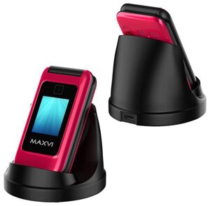 Телефон раскладушка кнопочный раскладной для пожилых людей MAXVI E8 розовый