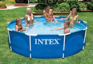 Каркасный бассейн INTEX 28200 METAL FRAME 305X76см круглый мобильный жесткий для дачи