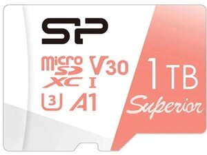 Карта памяти microSDXC UHS-I U3 Silicon Power Superior 1024 ГБ, 100 МБ/с, Class 10, SP001TBSTXDV3V20SP, 1 шт.,