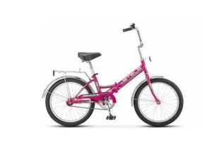 Велосипед для девочек подростковый складной 8 лет городской 20 дюймов двухколесный STELS Малиновый