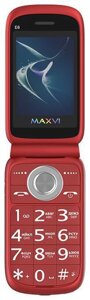 Кнопочный телефон раскладушка раскладной для пожилых людей MAXVI E6 красный мобильный