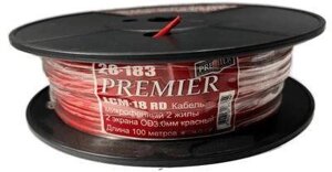 Кабель акустический PREMIER LCM-18 RD, медный, 100м, красный [28-183 100]