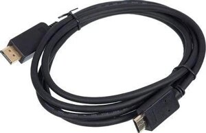 Кабель 1.2v, DisplayPort (m) - HDMI (m), GOLD , 2м, черный