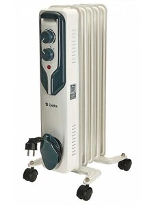 Обогреватель масляный радиатор Delta D08-5 электрический напольный бытовой с вентилятором для помещений дачи
