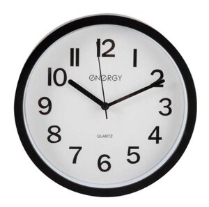 Настенные кварцевые стрелочные интерьерные круглые часы для дома ENERGY ЕС-139 черные