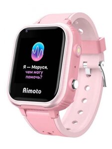 Детские смарт часы-телефон для детей девочки умные наручные с сим картой GPS Aimoto Iq 4G розовые электронные