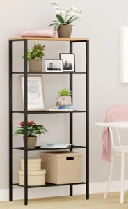 Стеллаж металлический сборный напольный 5 полок для книг дома цветов рассады в комнату VS40 черный лофт