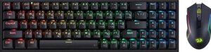 Комплект (клавиатура+мышь) Redragon S136, USB, беспроводной, черный [72158]
