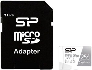 Карта памяти Silicon-Power Superior microSDXC SP256GBSTXDA2V20SP 256GB (с адаптером)