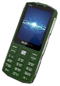 Мобильный телефон с мощным аккумулятором большой батареей MAXVI P101 зеленый