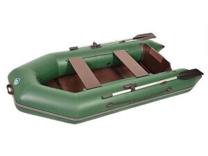 Надувная весельно-моторная лодка Лоцман Стандарт 280 ЖС ПВХ зеленая с веслами и насосом для рыбалки сплава