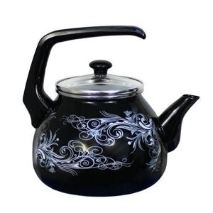 Эмалированный чайник для газовой и индукционной плиты без свистка 3 литра INTEROS 16658 черный