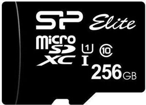 Карта памяти microSDXC UHS-I U1 Silicon Power Elite 256 ГБ, 100 МБ/с, Class 10, SP256GBSTXBV1V20, 1 шт., без адаптера