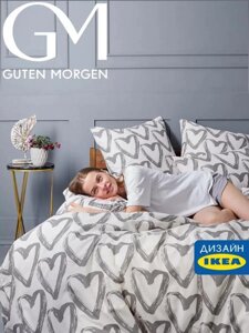 Постельное белье 2 спальное IKEA с сердечками любовь бязь хлопок комплект постель для двуспальной кровати