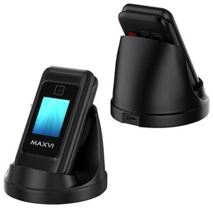 Телефон раскладушка кнопочный раскладной для пожилых людей MAXVI E8 черный