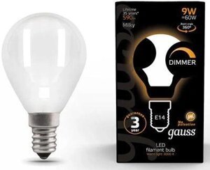 Упаковка ламп LED GAUSS E14, шар, 9Вт, 105201109-D, 10 шт.