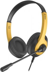 Гарнитура A4TECH Fstyler FH100U, для компьютера, накладные, проводные, желтый / черный [fh100u (bumblebee)]
