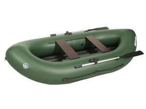 Лодка для рыбалки двухместная из пвх надувная рыболовная с надувным дном гребная Лоцман Турист 300 ВНД зеленая