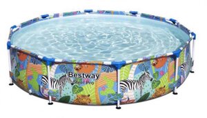 Бассейн каркасный детский на опорах большой круглый складной 3 метра для детей сада дачи Bestway 56985 305x66