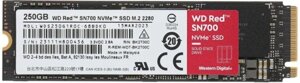 SSD накопитель WD Red SN700 WDS250G1R0C 250ГБ, M. 2 2280, PCIe 3.0 x4, NVMe, M. 2