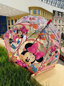 Зонт детский для девочки зонтик прозрачный трость купол микки маус