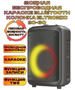 Портативная беспроводная колонка с подсветкой и микрофоном для пения караоке Eltronic 06 20-30 Crazy Box 100