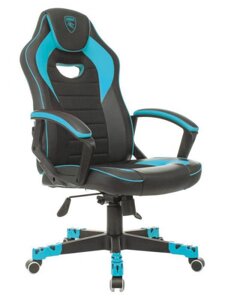 Компьютерное геймерское кресло Бюрократ Zombie Game 16 игровое для компьютера голубое на колесиках