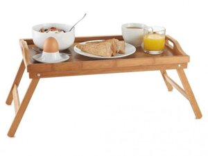 Поднос-столик с ручками для завтрака в постель кровать бамбуковый деревянный складной сервировочный N52