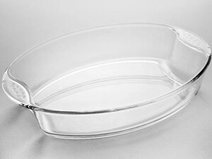 Овальная стеклянная форма ЗАБАВА РК-0046 для запекания в духовке с ручками 3,2л из жаропрочного стекла