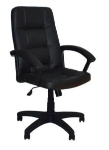 Кресло для директора руководителя ЯрКресло Кр64 ТГ ПЛАСТ ЭКО1 на колесиках (экокожа черная)