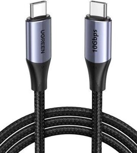 Кабель UGREEN US355, USB Type-C (m) - USB Type-C (m), 1м, в оплетке, 2.5A, черный [80150]